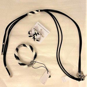 WHBM NWT! Black & White Leather Jewelry Set. Reg. $135.00